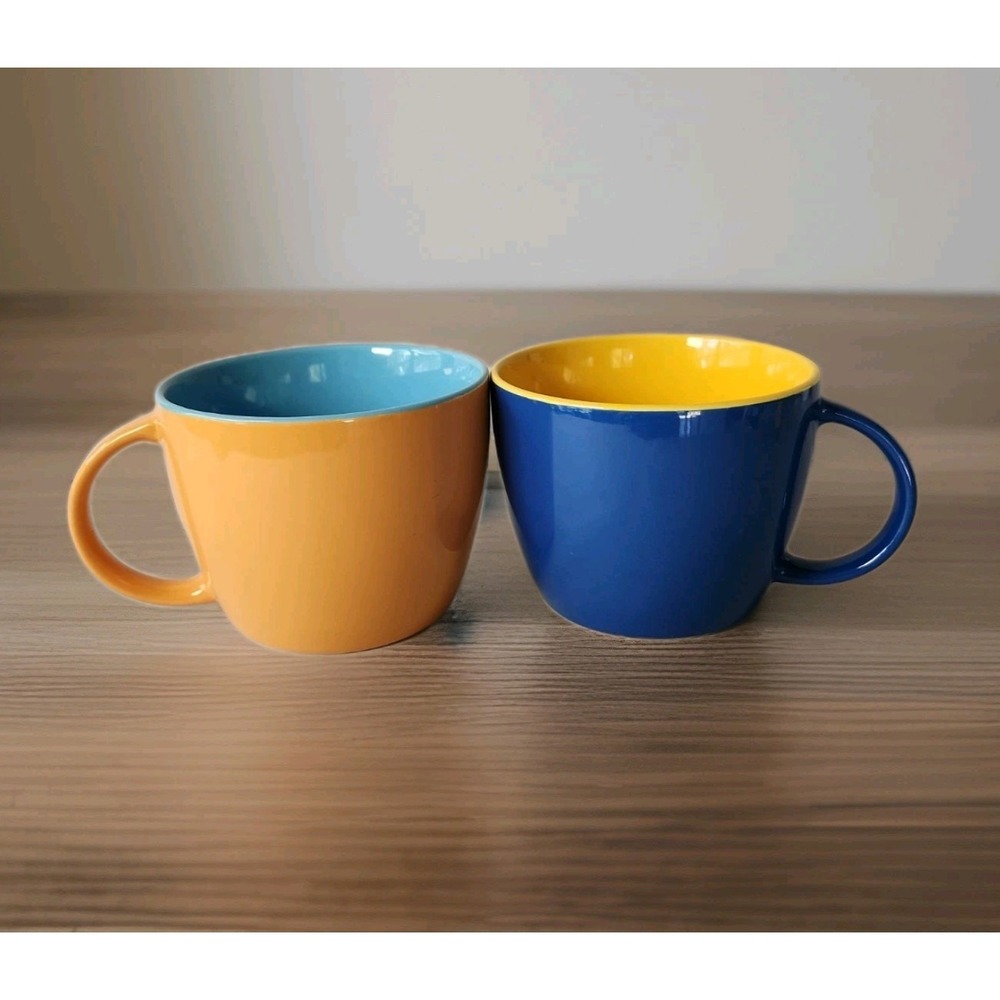 Gibson Home On The Go 2-Piece 25 Ounce Stoneware Soup Cups Colorful Bright Fun